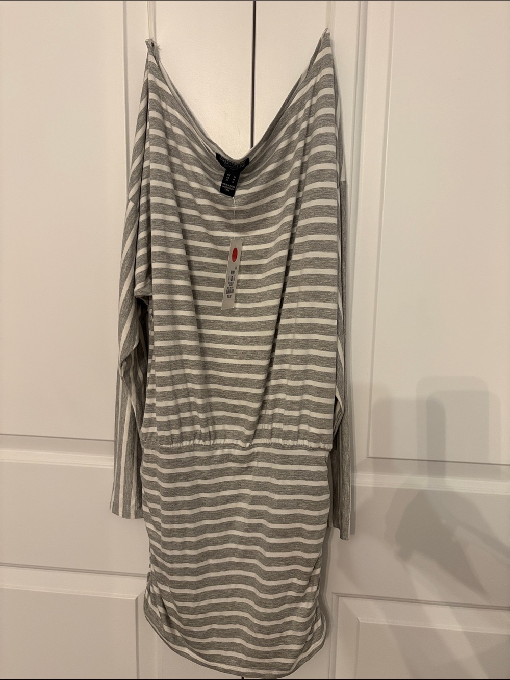 Gray and White Striped Women's Mini Dress - Modern Casual